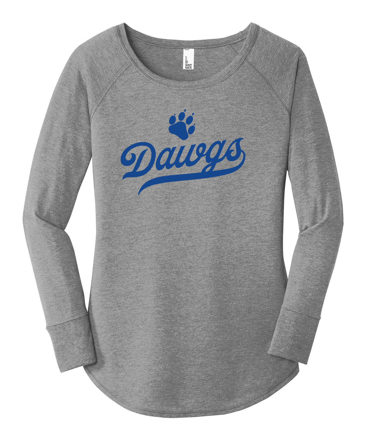 Dawgs Script Womens Triblend Long Sleeve Tunic Tee