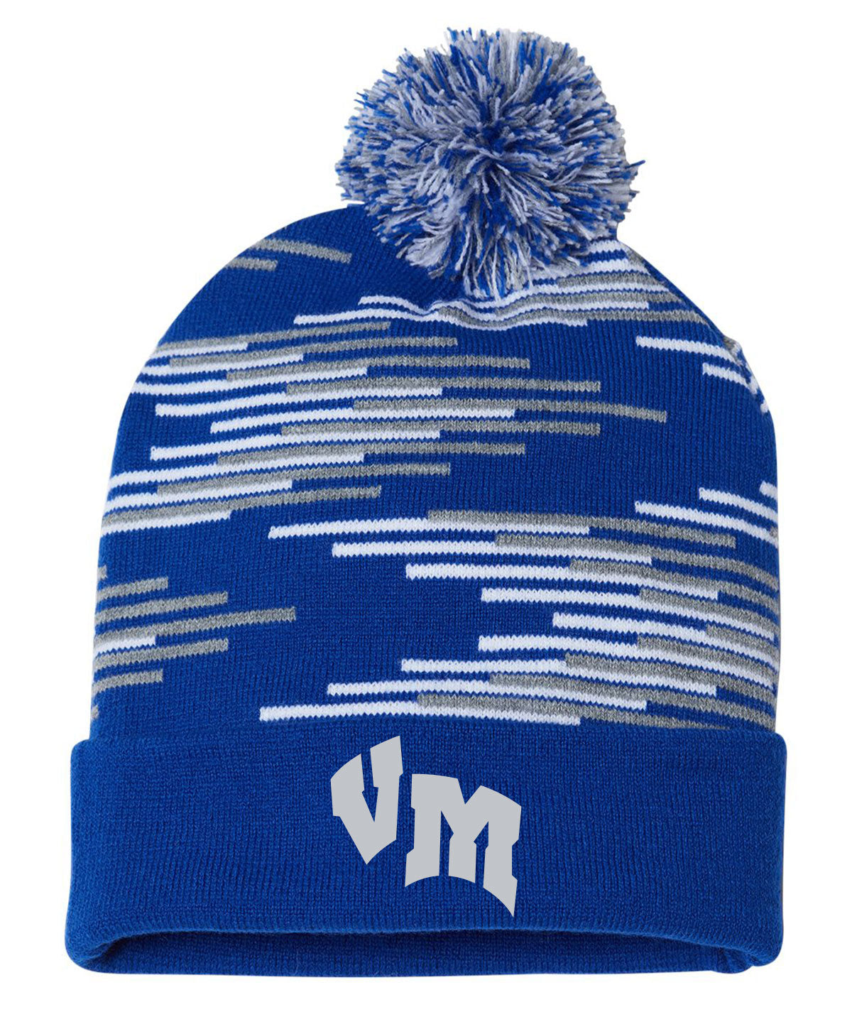 VM Bulldogs Striped Pom Beanie